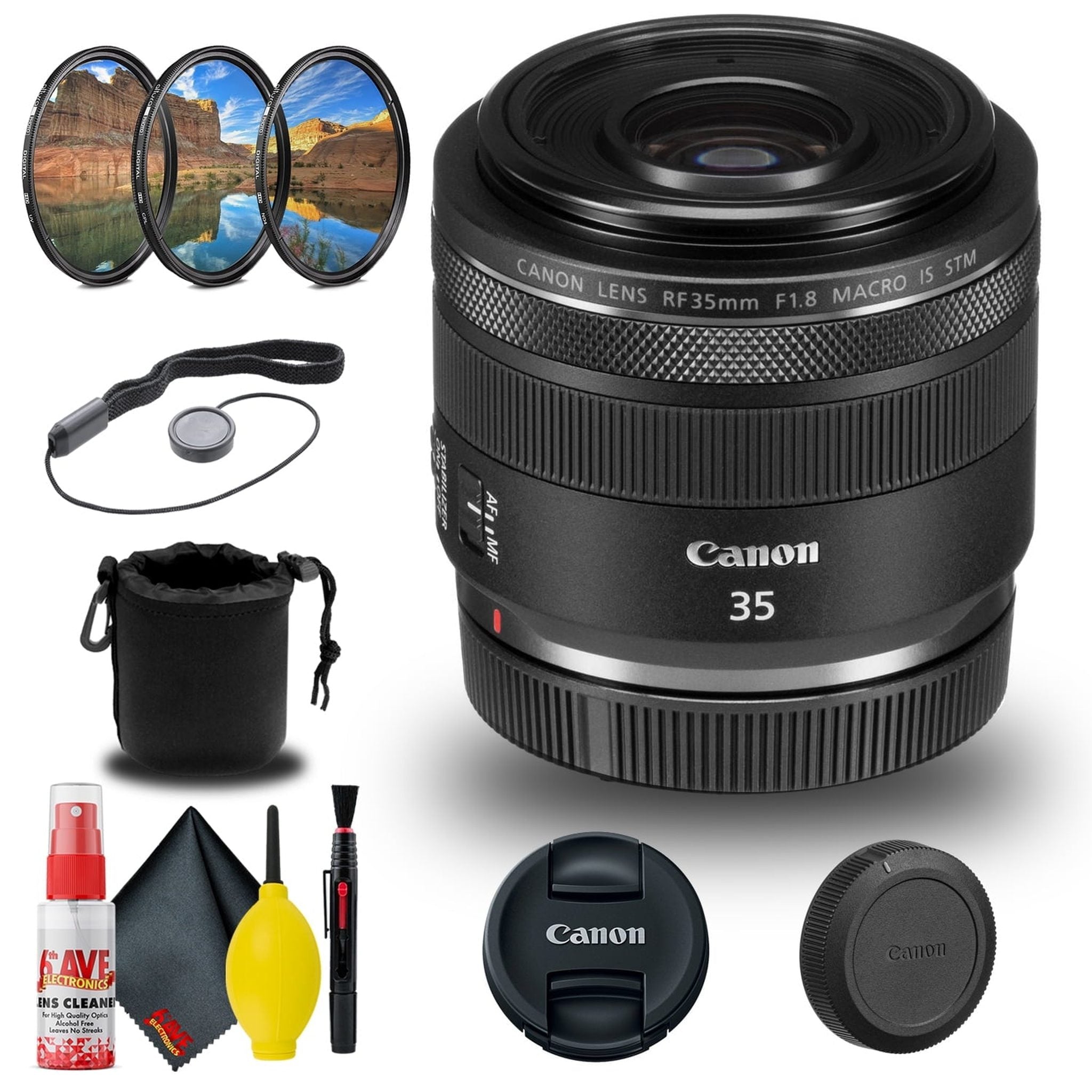 Canon RF 35mm f/1.8 IS Macro STM Lens 2973C002 + Filter + Lens Pouch + More