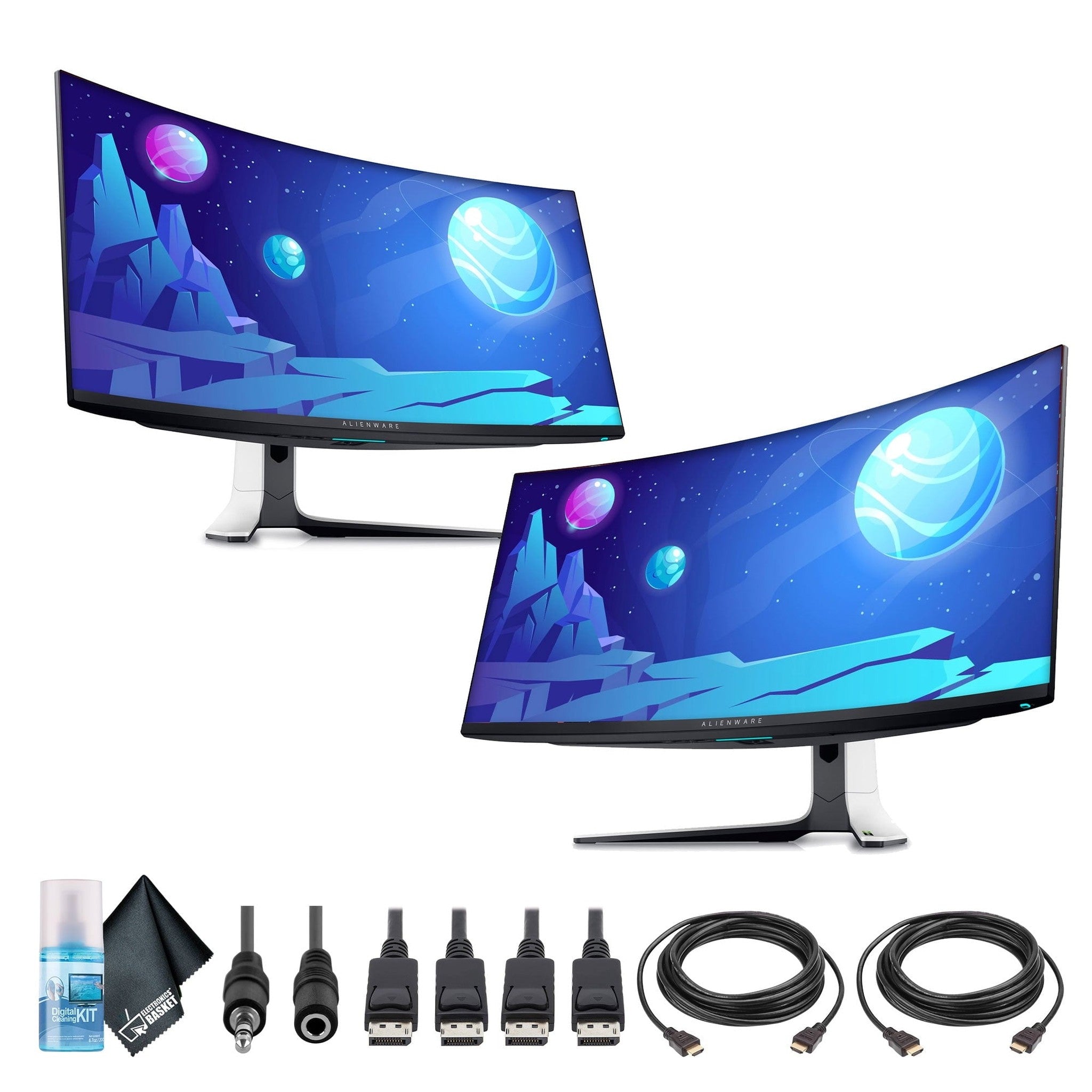2 x Alienware AW3423DW 34.2" 1440p HDR 175 Hz Curved Gaming Monitor Lunar Light + More Alienware