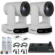 2 x PTZOptics Move 4K PTZ Camera with 30x Zoom White PT30X-4K-WH-G3 + SuperJoy PTZ Controller