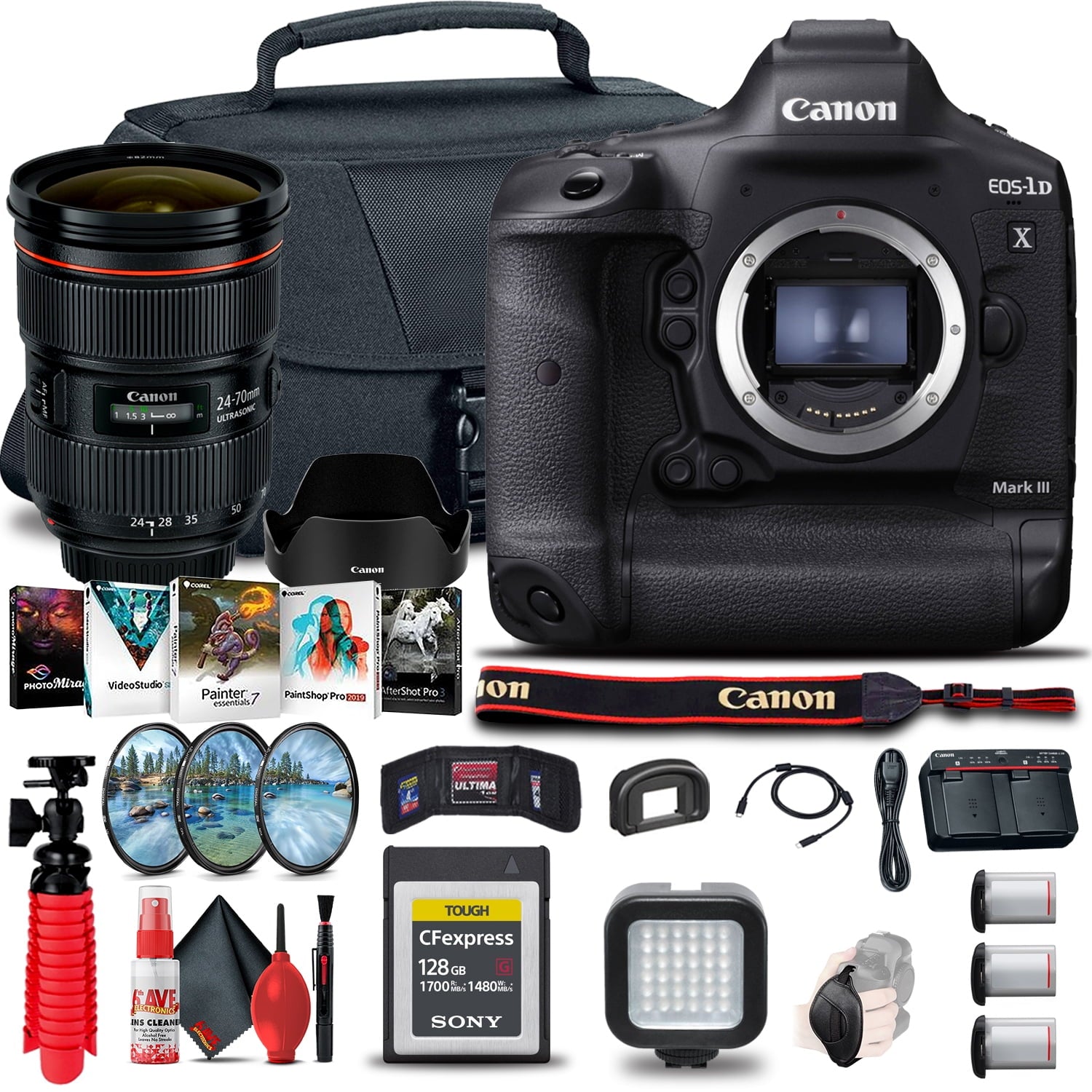 Canon EOS-1D X Mark III DSLR Camera 3829C002 + Canon EF 24-70mm Lens