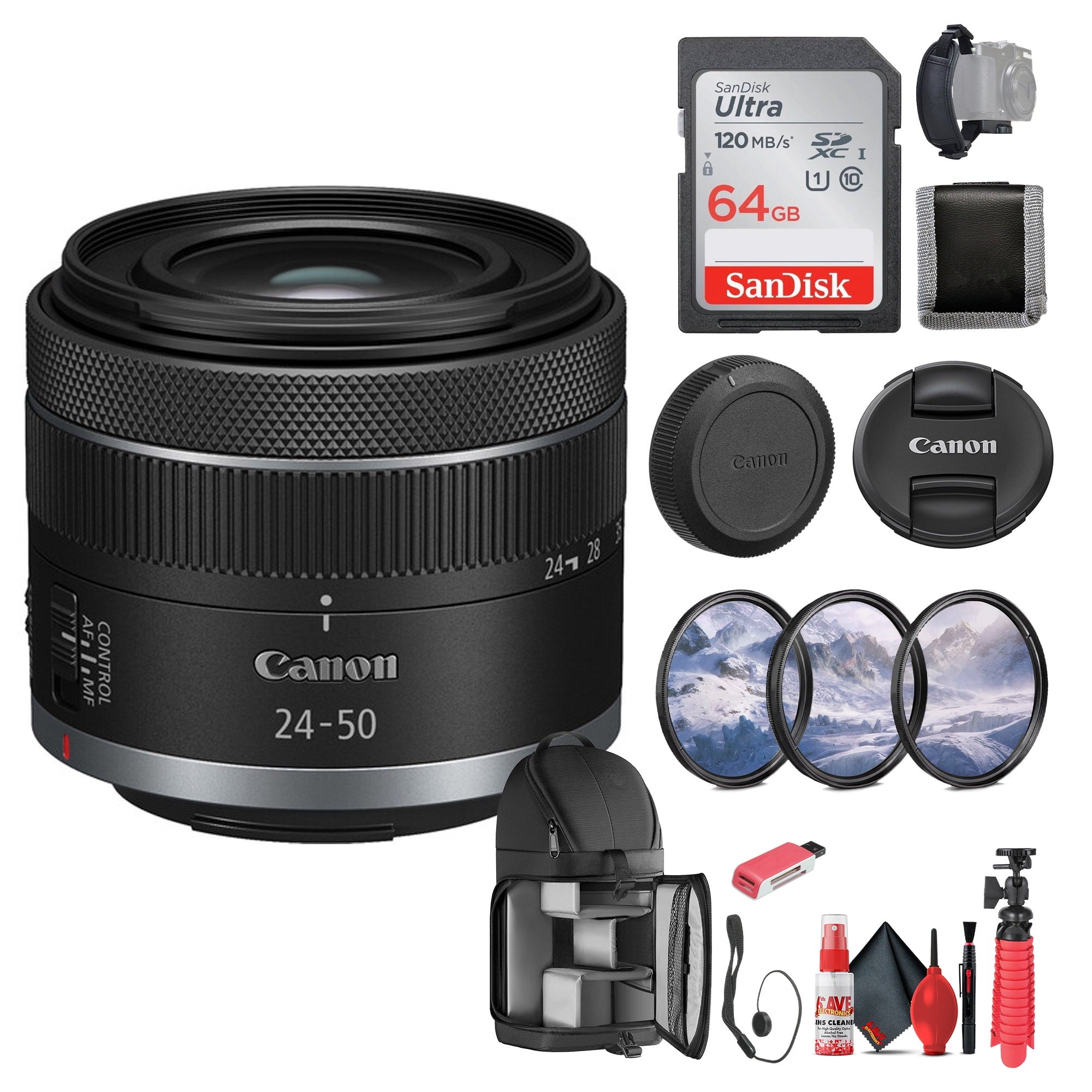 Canon RF 24-50mm f/4.5-6.3 IS STM Lens Canon RF Optical Image Stabilizaion - Bundle
