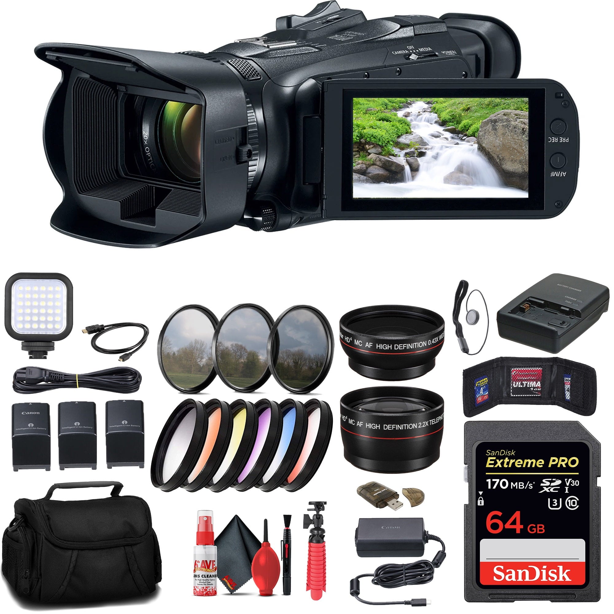 Canon Vixia HF G70 UHD 4K Camcorder + 64GB Memory Card + 2 x BP828 + More