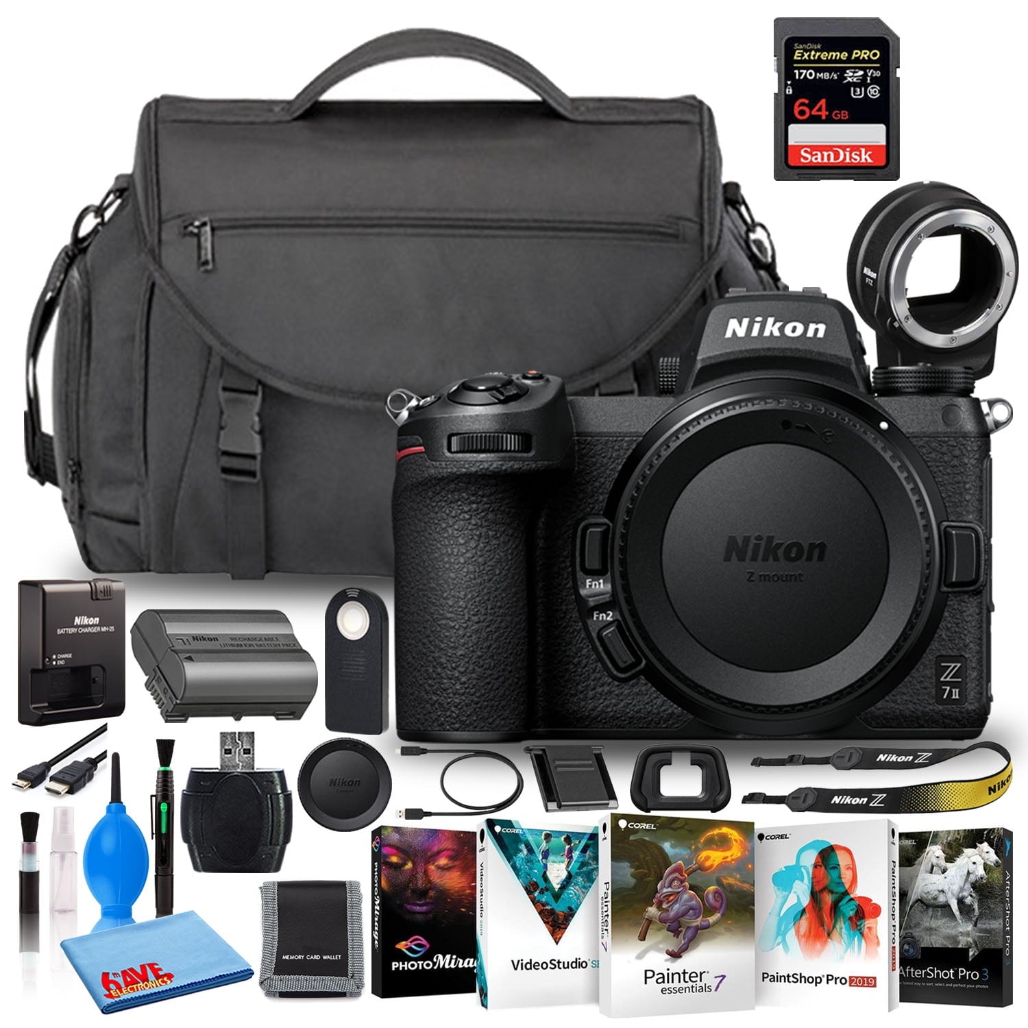 Nikon Z 7II Mirrorless Camera Body Only International 64GB SD + FTZ Bundle