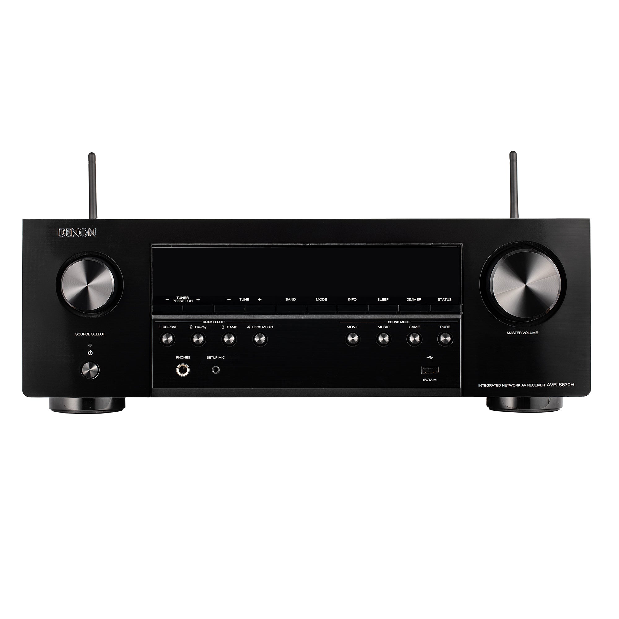 Denon AVR-S670H 5.2 Ch Home Theater Receiver - 8K UHD HDMI Receiver 75W X 5 , Streaming via Built-in HEOS, Bluetooth & Wi-Fi, Dolby TrueHD, Dolby Pro Logic II & DTS HD Surround Sound