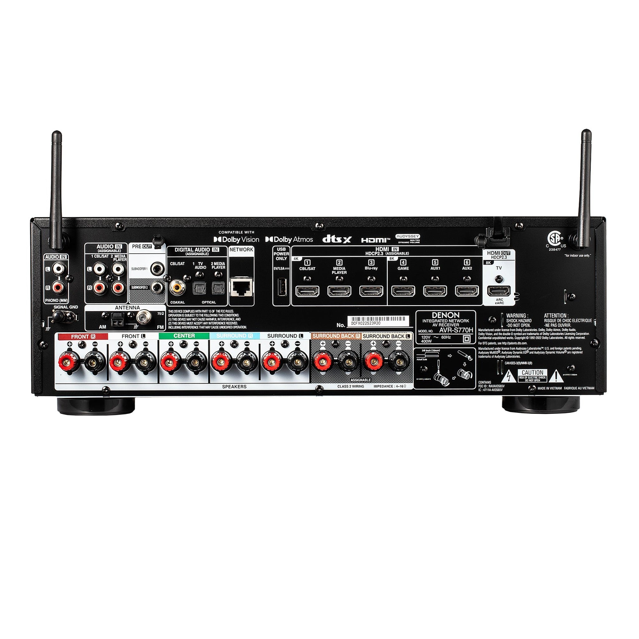 Denon AVR-S770H 7.2 Ch Home Theater Receiver - 8K UHD HDMI Receiver 75W X 7 , Wireless Streaming via Built-in HEOS, Bluetooth & Wi-Fi, Dolby TrueHD, DTS Neural:X & DTS:X Surround Sound