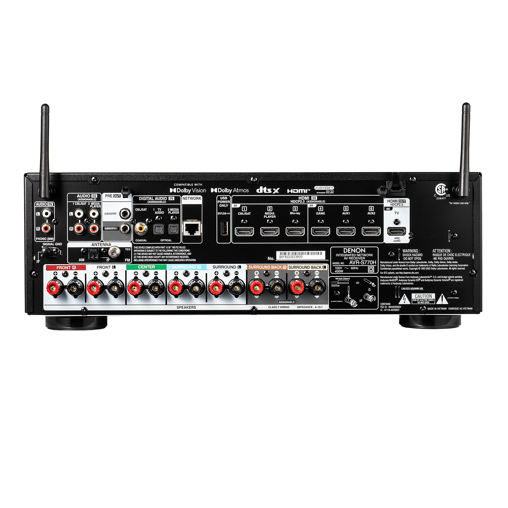 Denon AVR-S770H 7.2 Ch Home Theater Receiver - 8K UHD HDMI Receiver 75W X 7 , Wireless Streaming via Built-in HEOS, Bluetooth & Wi-Fi, Dolby TrueHD, DTS Neural:X & DTS:X Surround Sound