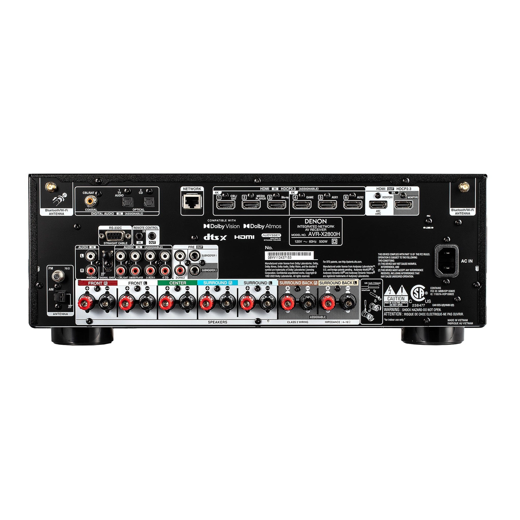 Denon AVR-X2800H 7.2-Channel Network A/V Receiver Bundle Denon