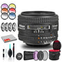 Nikon AF NIKKOR 50mm f/1.4D Lens INTL Model Includes Case and Filter Kits Bundle