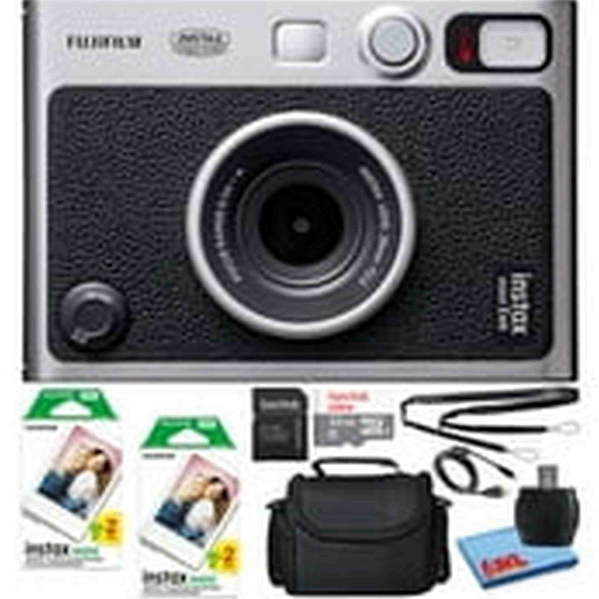 Fujifilm Instax Mini EVO Instant Film Camera Black with 40 Films + 32GB Card - Reconditioned