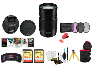 Panasonic Lumix 100-300mm f/4-5.6 II POWER O.I.S. Lens with 2x 128GB Memory Cards International Model
