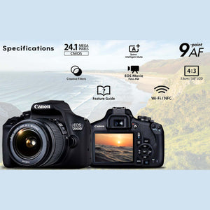Canon EOS 2000D / Rebel T7 DSLR Camera + 18-55mm Lens, 58mm Filters Bundle - Reconditioned Canon