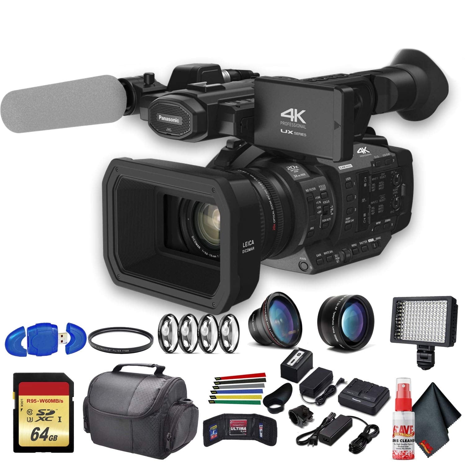 Panasonic AG-UX180 4K Professional Camcorder AG-UX180PJ8 With Advanced Bundle