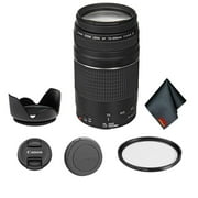 Canon EF 75-300mm f/4-5.6 III Telephoto Zoom Lens 6473A003 Bundle with Tulip Lens Hood + UV Filter + More