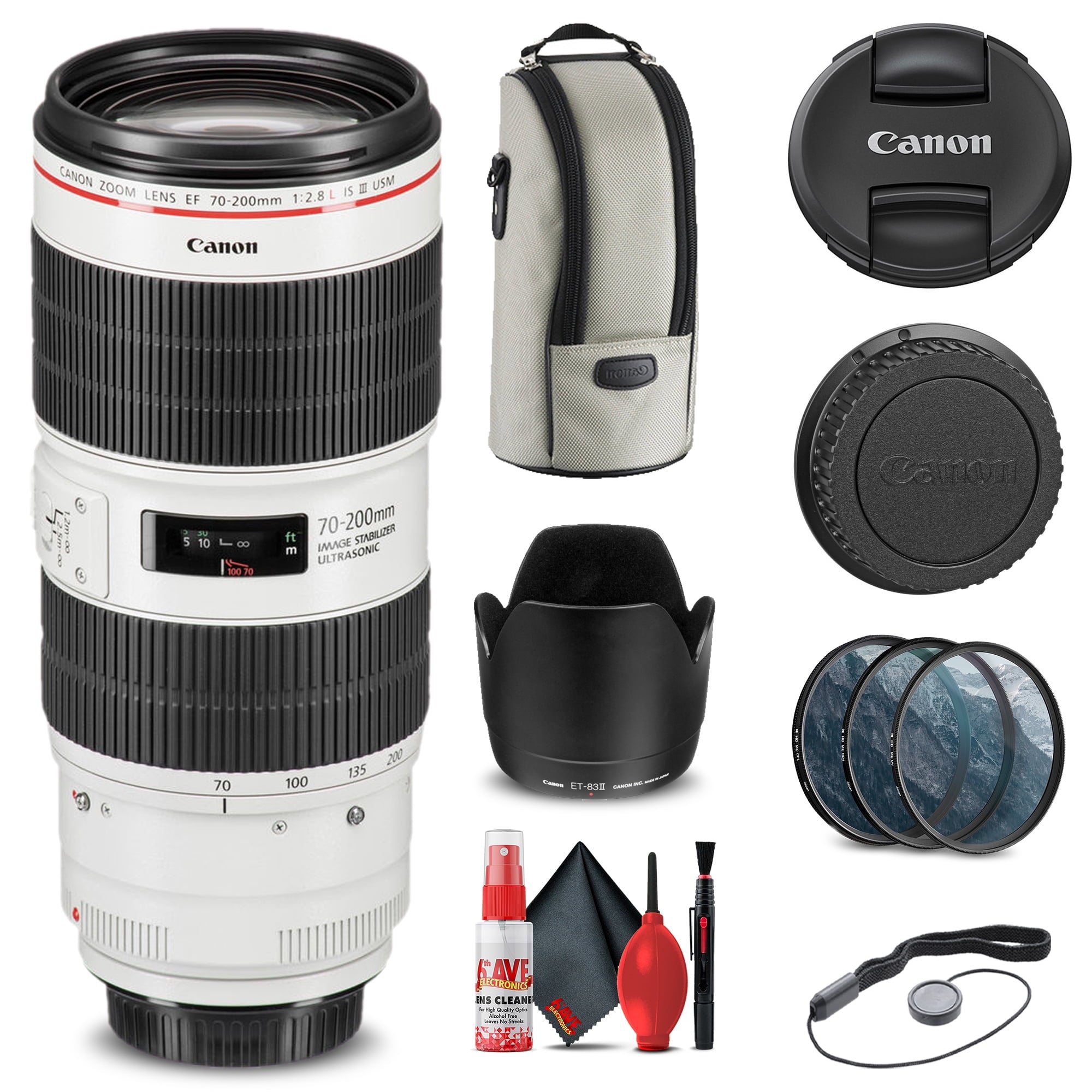 Canon EF 70-200mm f/2.8L IS III USM Lens 3044C002 + Filter Kit Base Bundle