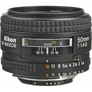 Nikon AF FX NIKKOR 50mm f/1.4D Fixed Zoom Lens with Auto Focus for Nikon DSLR Cameras International Version No Warranty