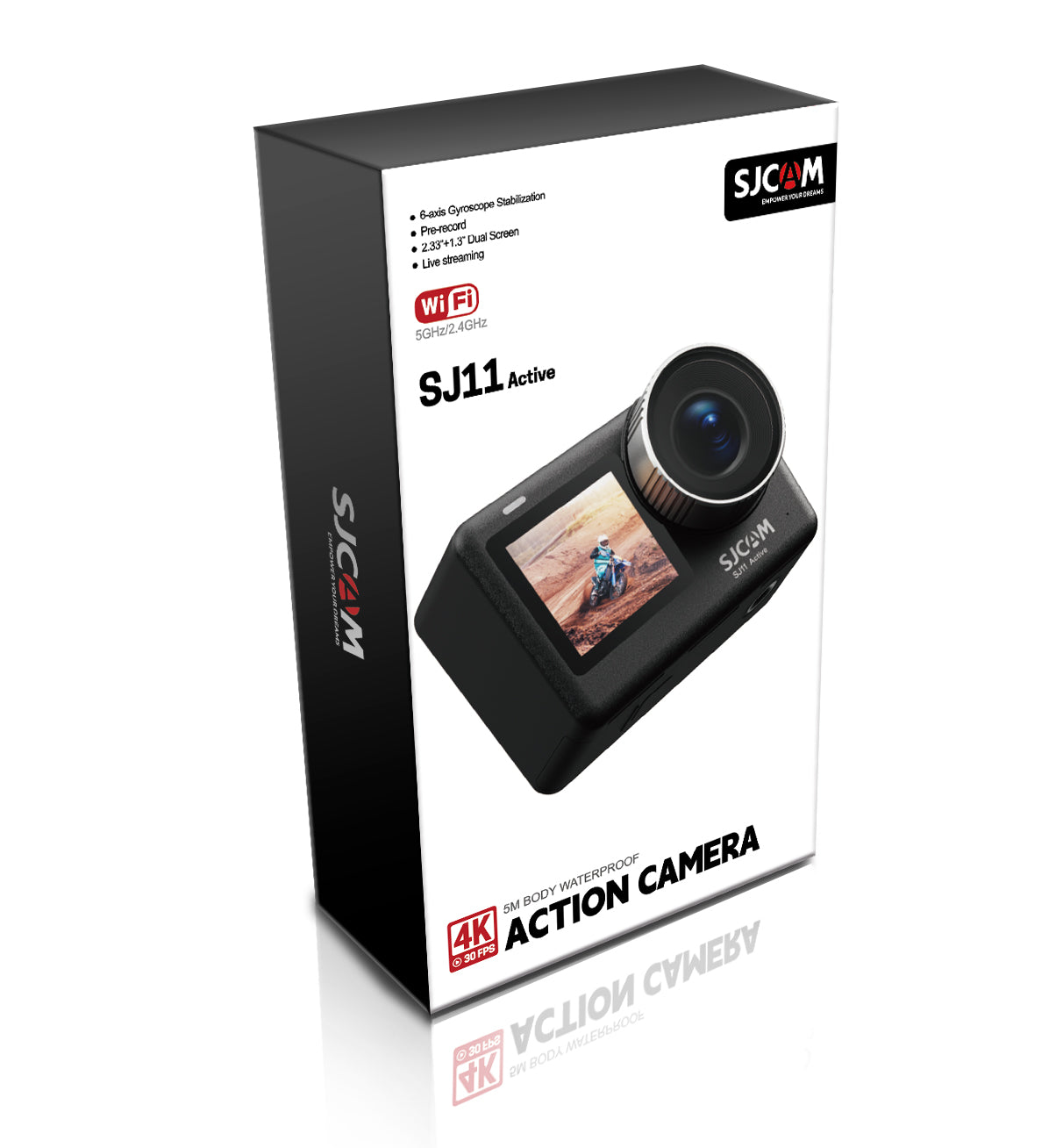 SJCAM SJ11 Active 4K 30FPS 5M Body Waterproof Action Camera 6-Axis Gyro Stabilization 2.33″ Touch Screen 2.4G & 5GHz Dual WiFi Supports Live Streaming