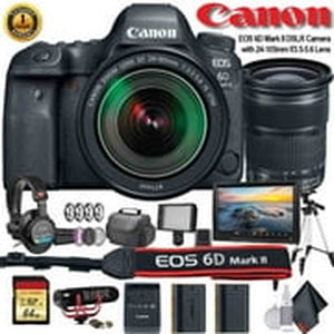 Canon EOS 6D Mark II DSLR Camera with 24-105mm f/3.5-5.6 Lens International Model 1897C021 W/Bag, Extra Battery, LED Canon