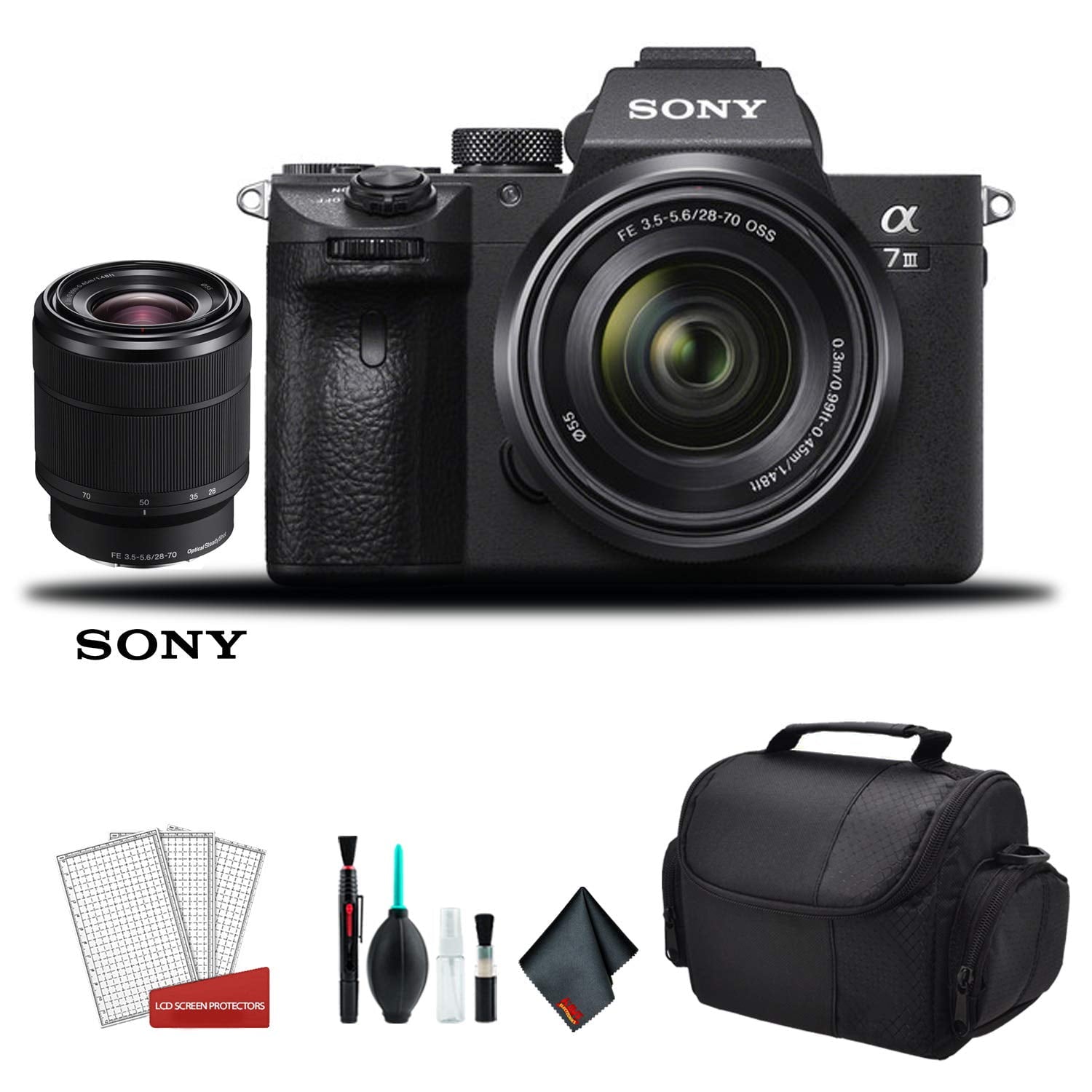 Sony Alpha a7 III Full Frame Mirrorless Digital Camera with 28-70mm Lens ILCE7M3K/B Base Bundle