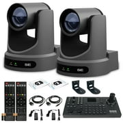 2 x PTZOptics Move SE PTZ Camera with 20x Optical Zoom + SuperJoy PTZ Camera Controller + 2 x Wall Mount