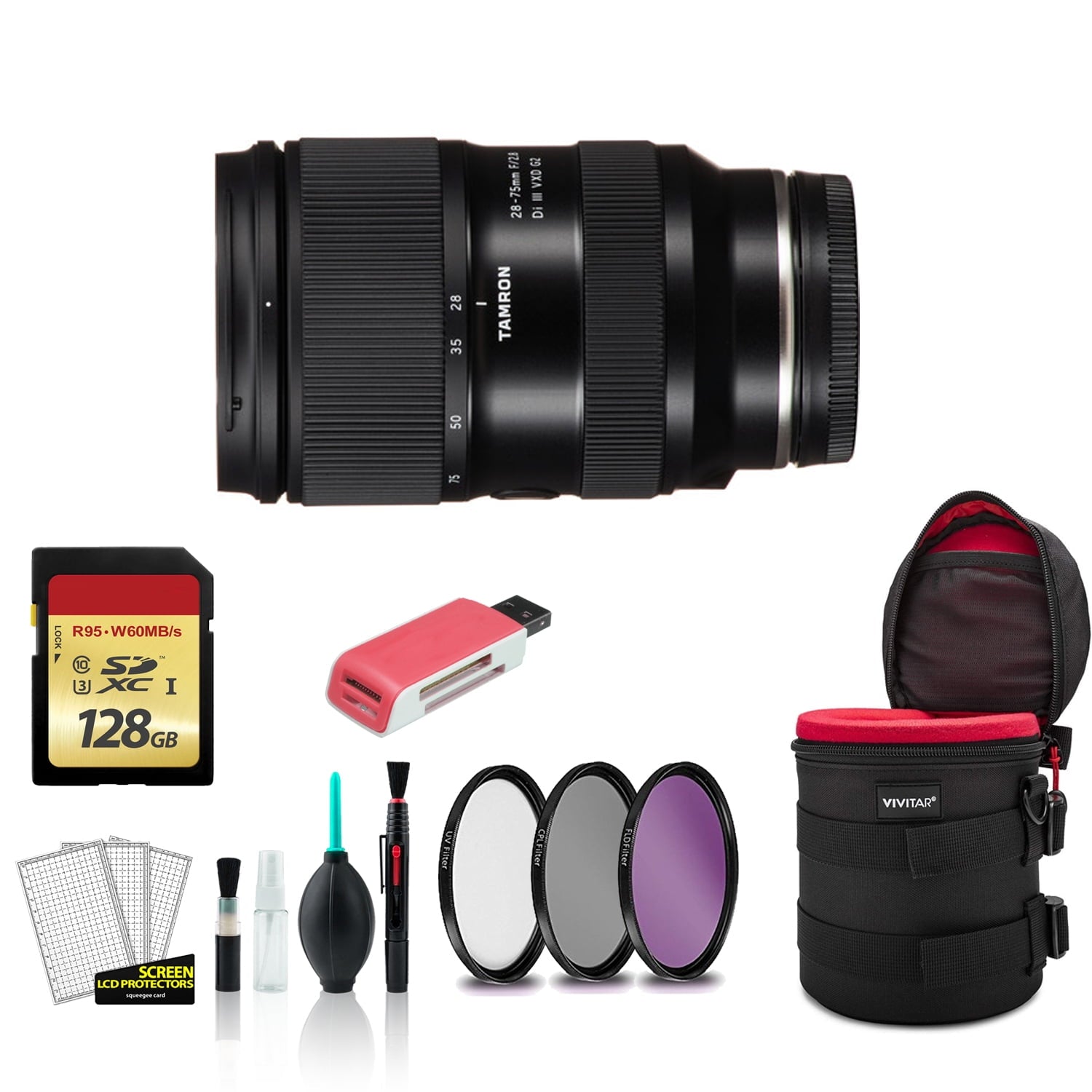 Tamron 28-75mm f/2.8 Di III VXD G2 Lens for Sony E - Kit with 128GB Memory Card International Model
