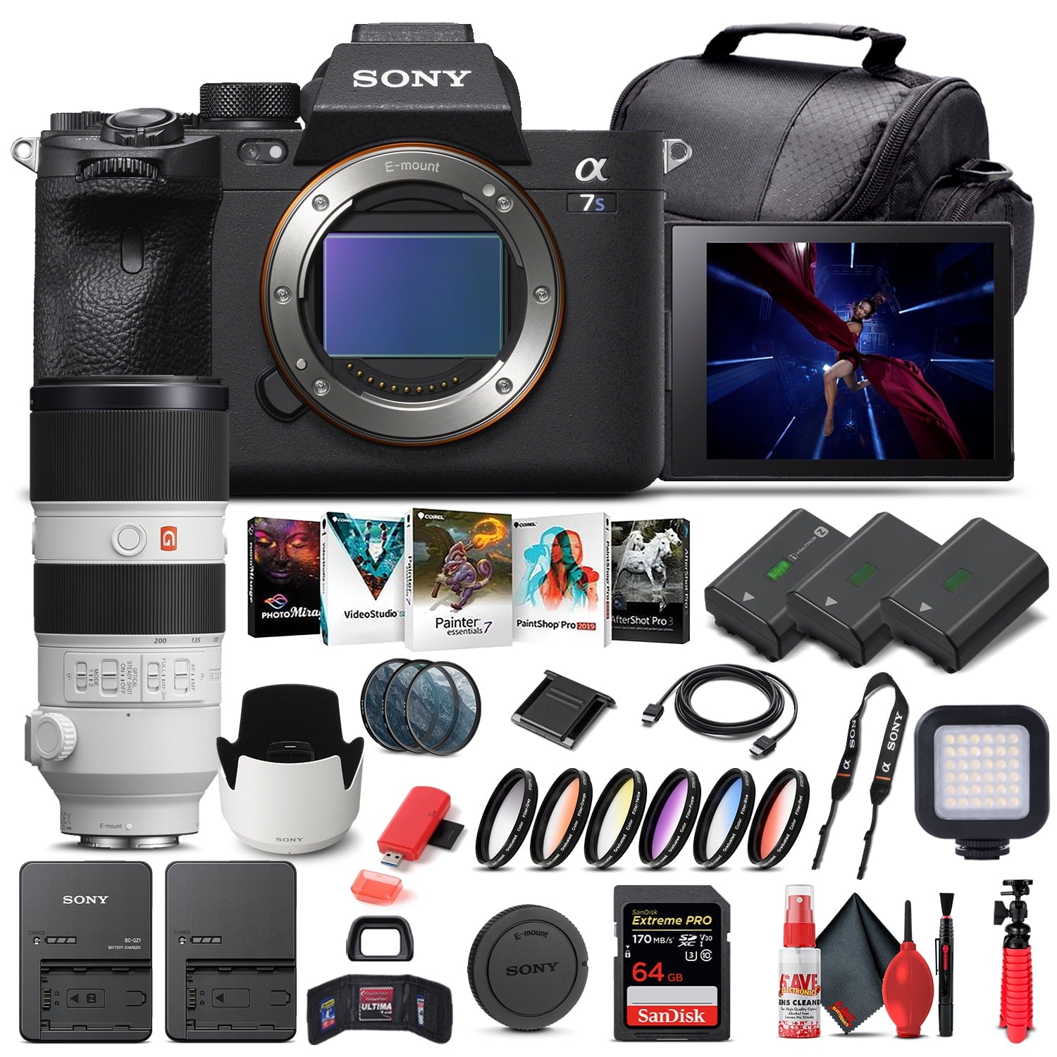 Sony Alpha a7S III Mirrorless Camera W/ Sony FE 70-200mm Lens - Advanced Bundle