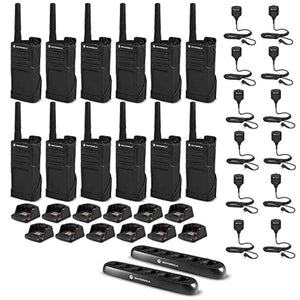 12 x Motorola RMM2050 On-Site 2-Way Radio + 2x 6 Bank Charger - 12 Pack W/ Mics Motorola Solutions
