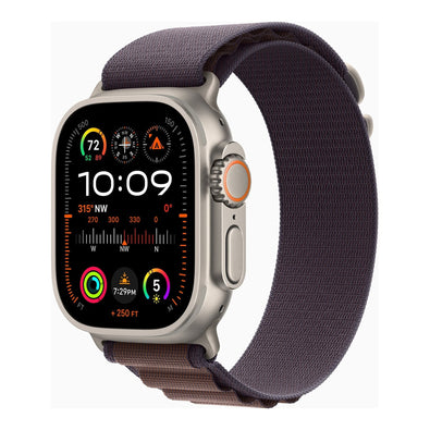 Apple Watch Ultra 2 GPS + Cellular 49mm Smartwatch with Rugged Titanium Case & Indigo Alpine Loop Medium. Carbon Neutral