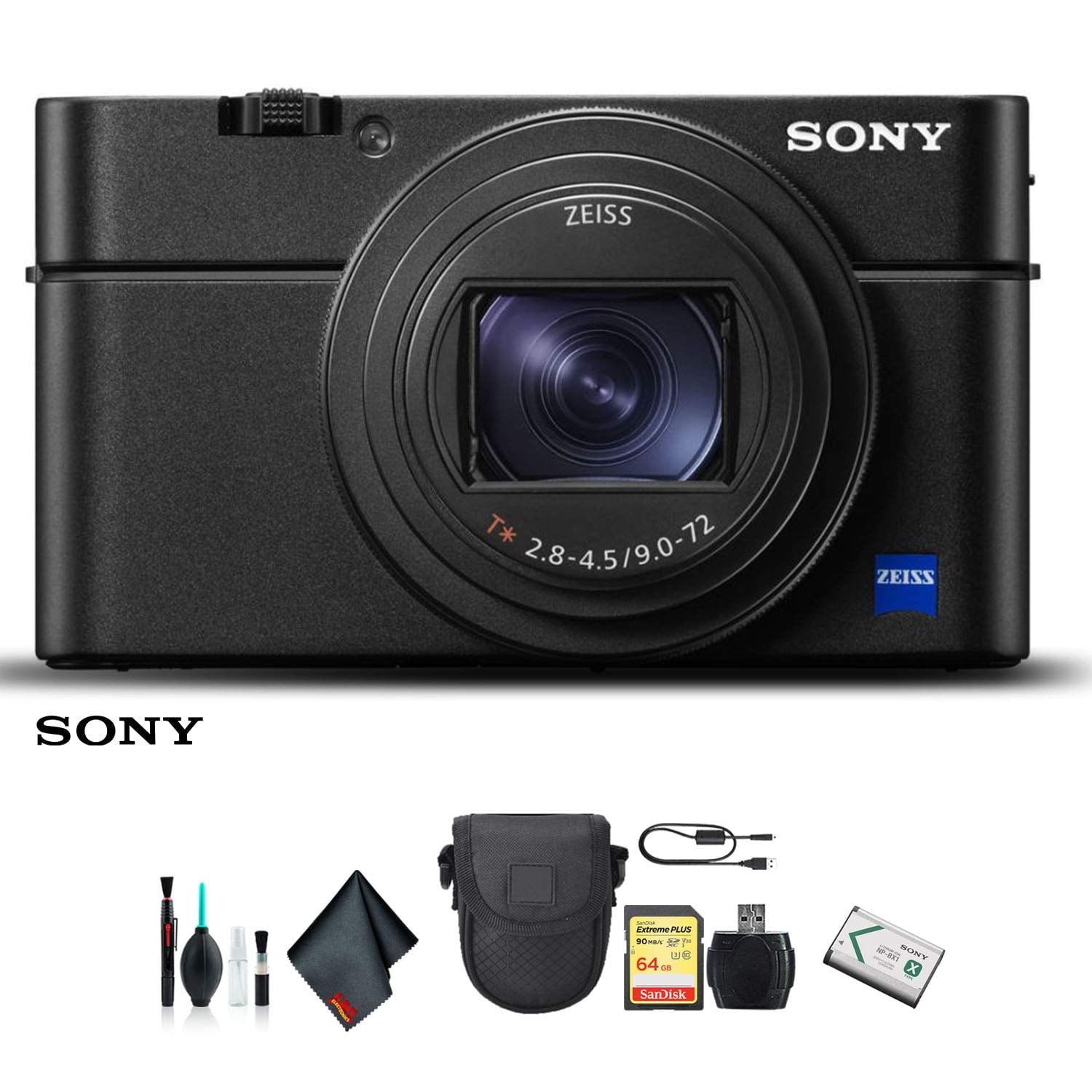 Sony Cyber-shot DSC-RX100 VI Camera DSCRX100M6/B With Soft Bag, 64GB Memory Card, Card Reader , Plus Essential Accessories