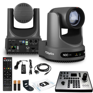 PTZOptics Move 4K PTZ Camera with 20x Zoom Gray PT20X-4K-GY-G3 + PT-JOY-G4 Controller + Wall Mount