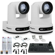 2 x PTZOptics Move 4K PTZ Camera with 12x Zoom White PT12X-4K-WH-G3 + SuperJoy PTZ Controller + 2 x Wall Mount