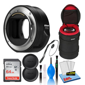 Nikon FTZ II Lens Mount Adapter for Z-Lens 4264 Intl Model Bundle + SD Card
