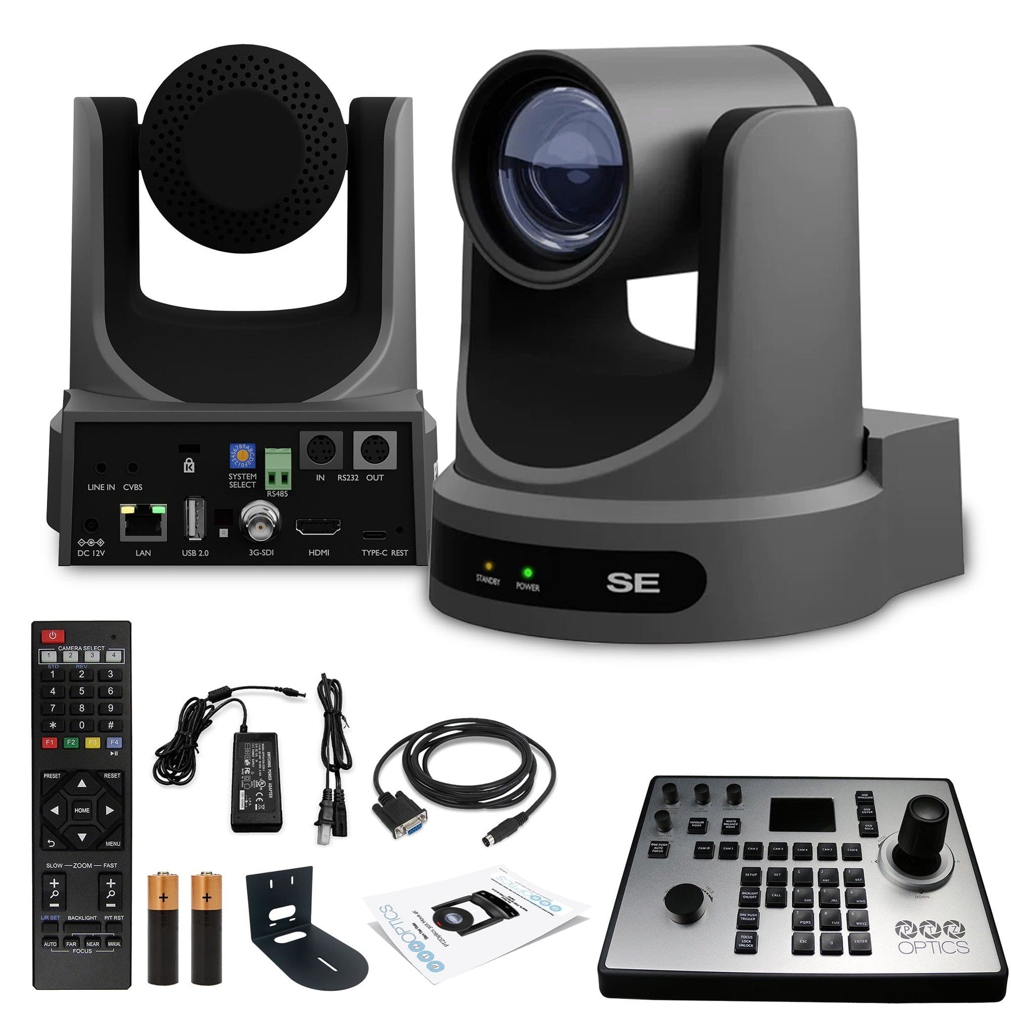 PTZOptics Move SE PTZ Camera with 30x Optical Zoom PT30X-SE-GY-G3 + PT-JOY-G4 Controller + Wall Mount PTZOptics