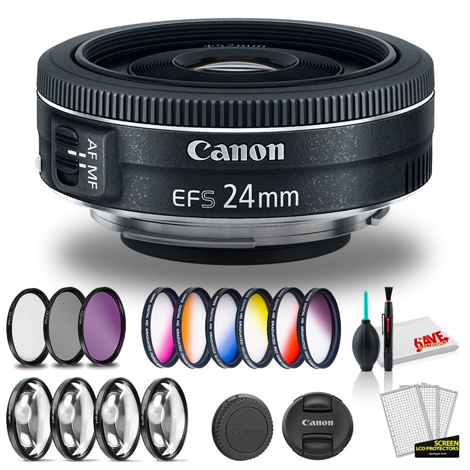Canon EF-S 24mm f/2.8 STM Lens International Model with Filter Kits