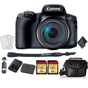 Canon PowerShot SX70 HS Digital Camera Bundle with 2X 32GB Memory Cards + SD Card USB Reader + LCD Screen Protectors and