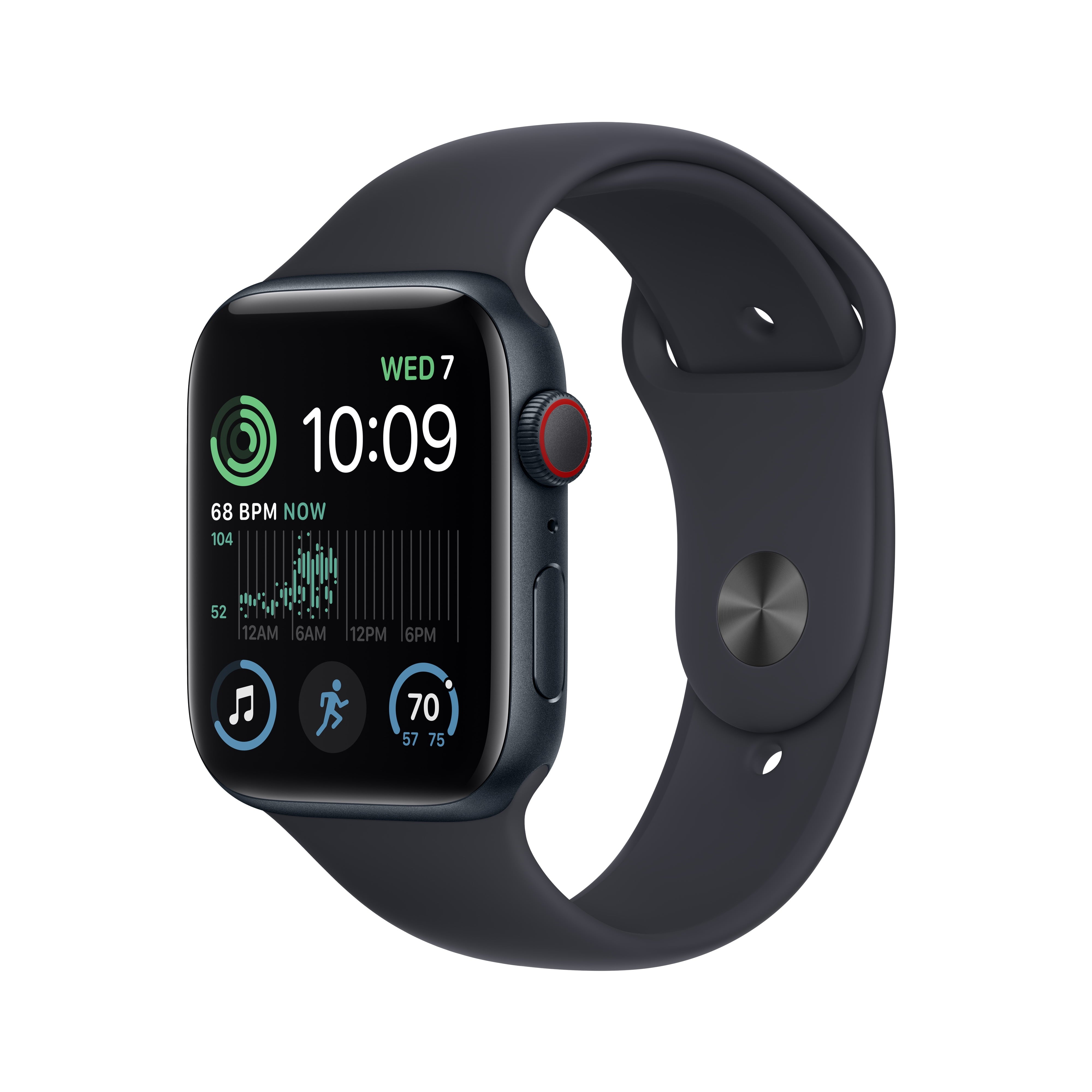 Apple Watch SE (2nd Gen) [GPS +Cellular 44mm] Smart Watch w/Midnight Aluminum Case & Midnight Sport Band - M/L.