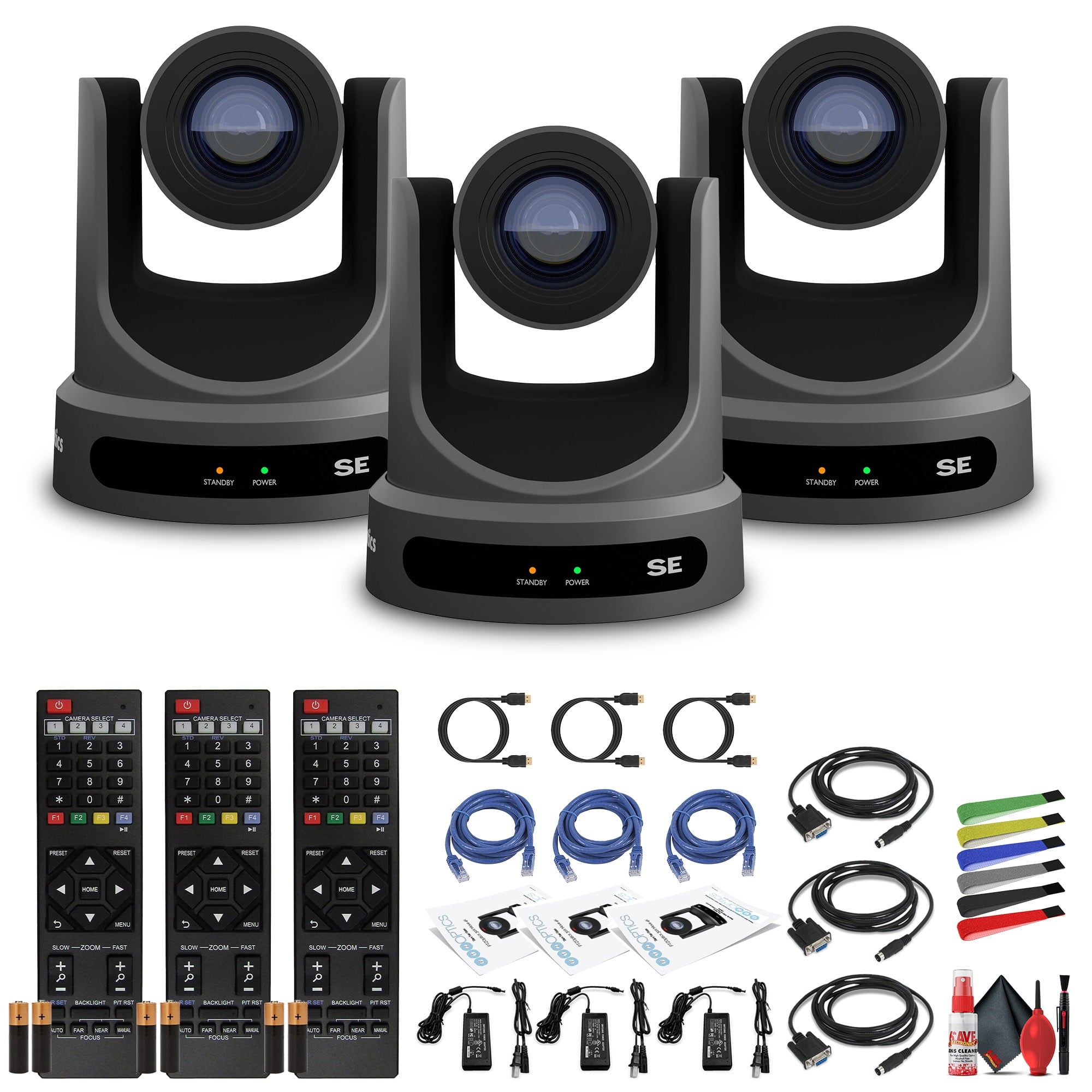 3 x PTZOptics Move SE PTZ Camera with 20x Optical Zoom Gray PT20X-SE-GY-G3