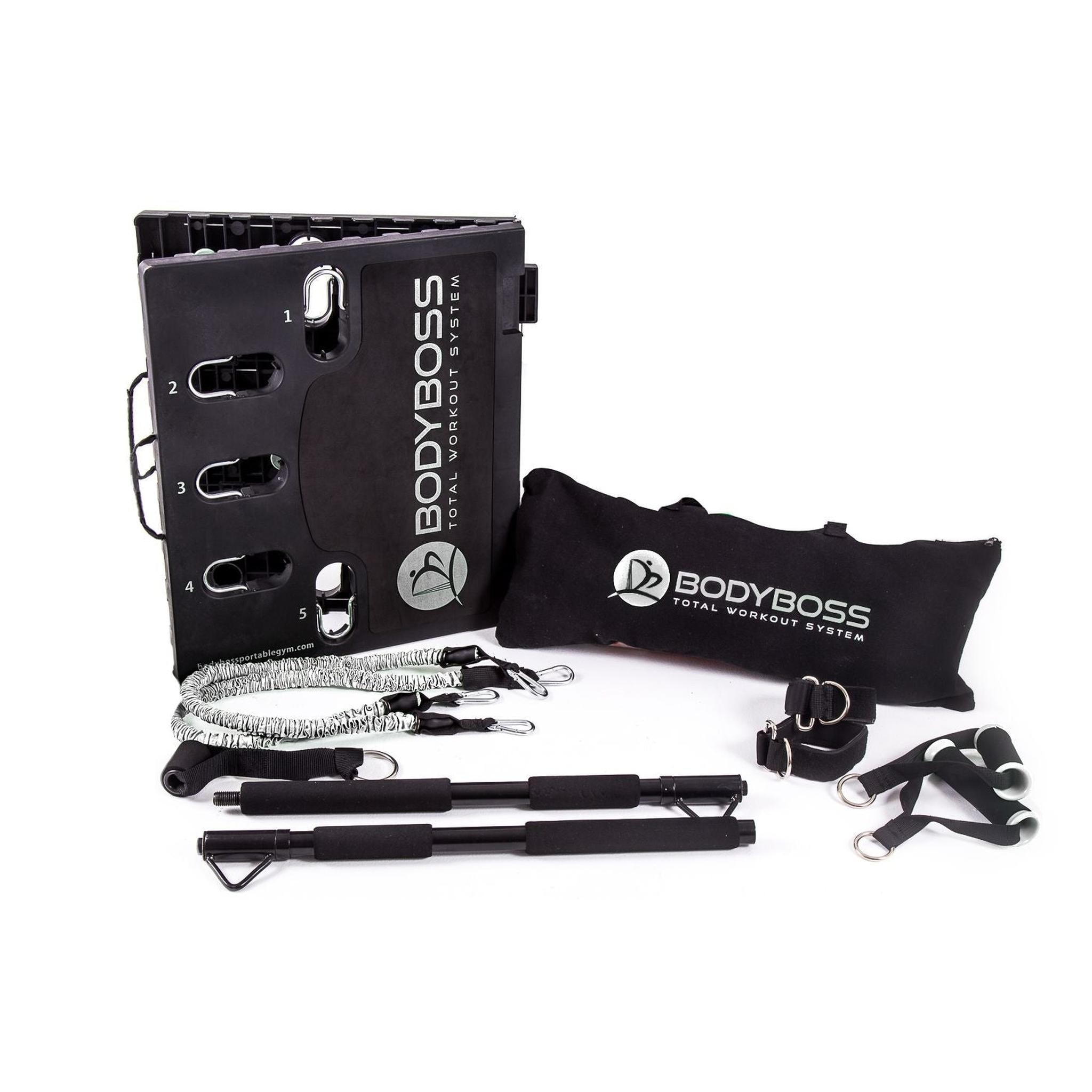 BodyBoss Home Gym 2.0 - Full Portable Gym Home Workout Package, Silver