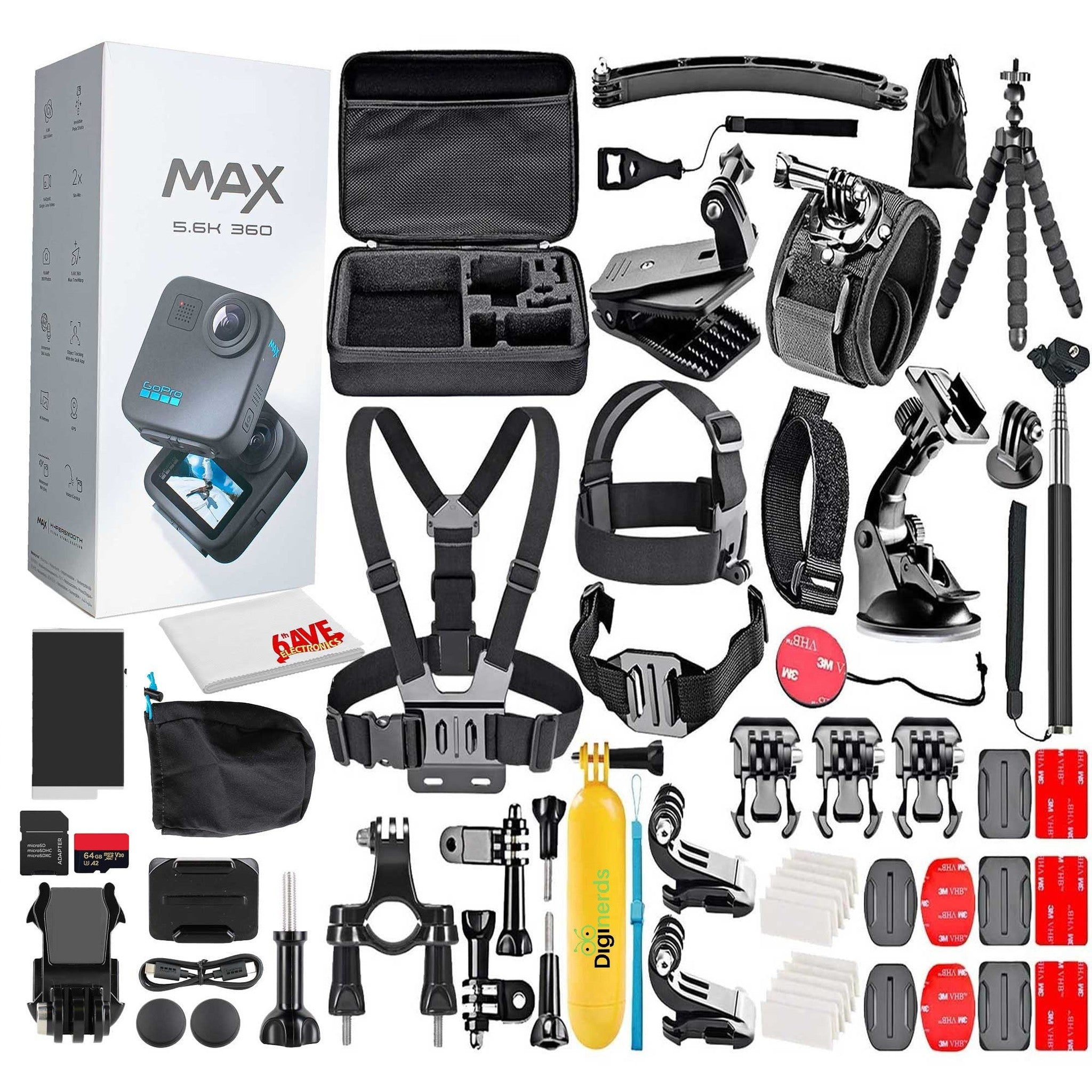 GoPro MAX 360 2025 Waterproof Action Camera -With 50 Piece Accessory Kit