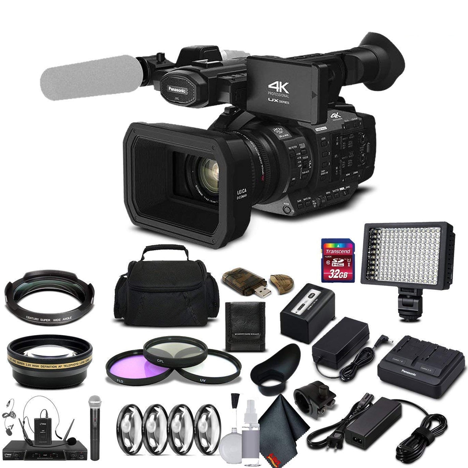 Panasonic AG-UX180 4K Premium Professional Camcorder (AG-UX180PJ) Studio Starter Bundle