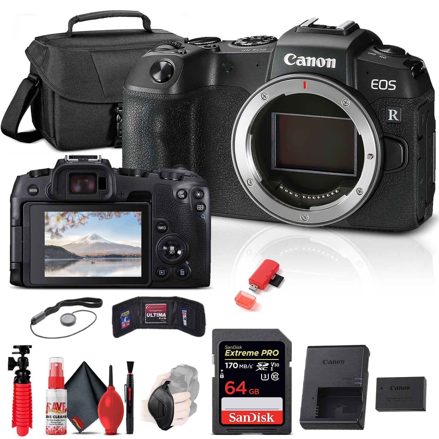 Canon EOS RP Mirrorless Digital Camera (Body Only) (3380C002) + 64GB Memory Card Base Bundle