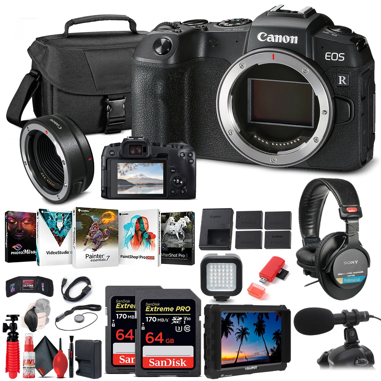 Canon EOS RP Mirrorless Digital Camera (3380C002) + 4K Monitor Bundle