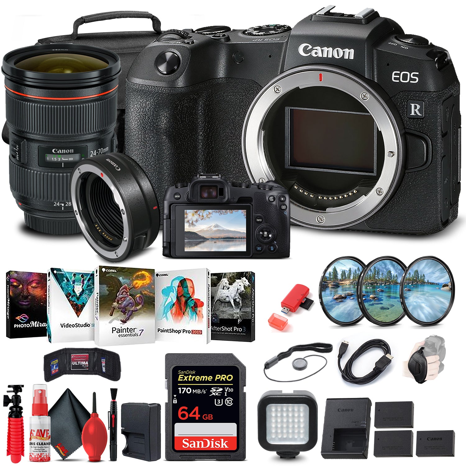 Canon EOS RP Mirrorless Digital Camera (Body Only) (3380C002) + Canon EF 24-70mm Outdoor Bundle