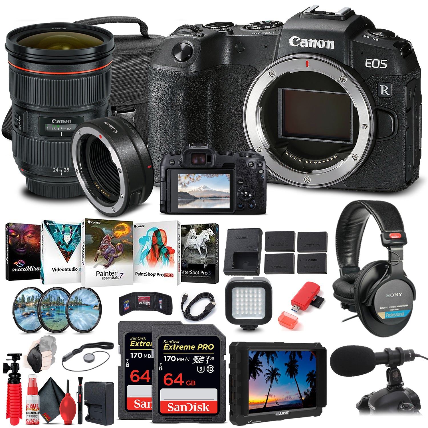 Canon EOS RP Mirrorless Digital Camera (3380C002) + 4K Monitor Advanced Bundle