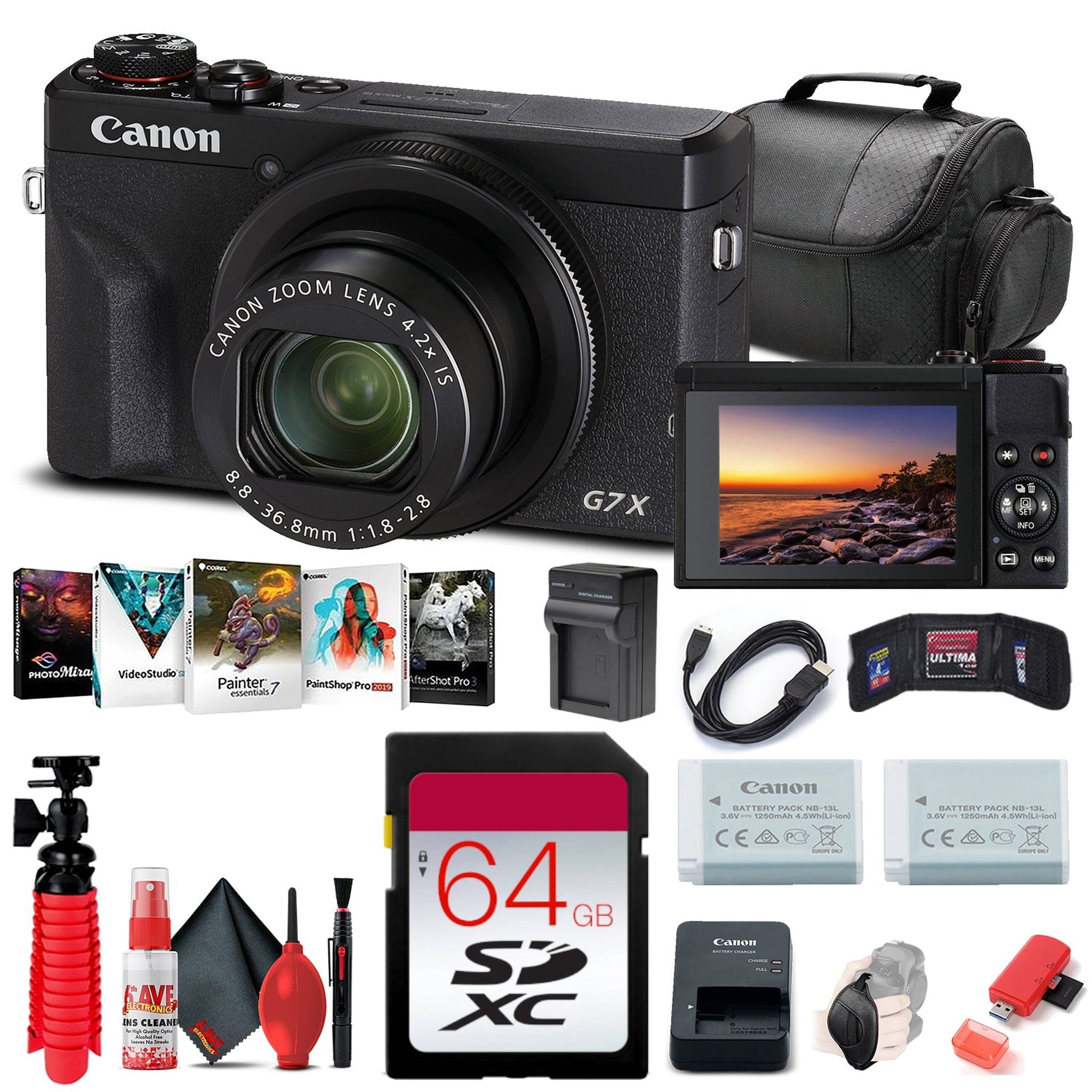 Canon PowerShot G7 X Mark III Camera 3637C001 + 64GB Card Starter Bundle International Version International Model