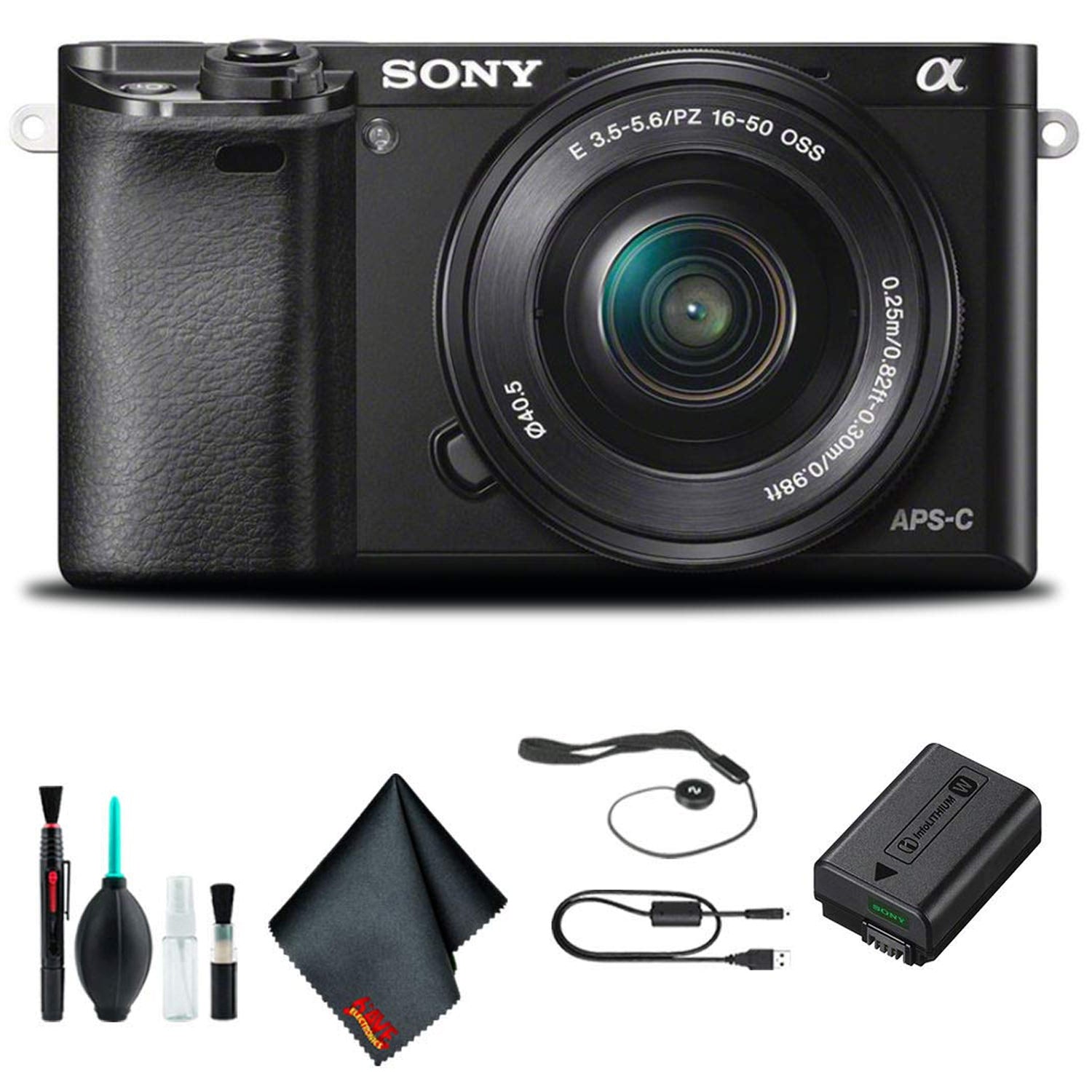 Sony Alpha a6000 Mirrorless Camera with 16-50mm Lens Black Starter Kit