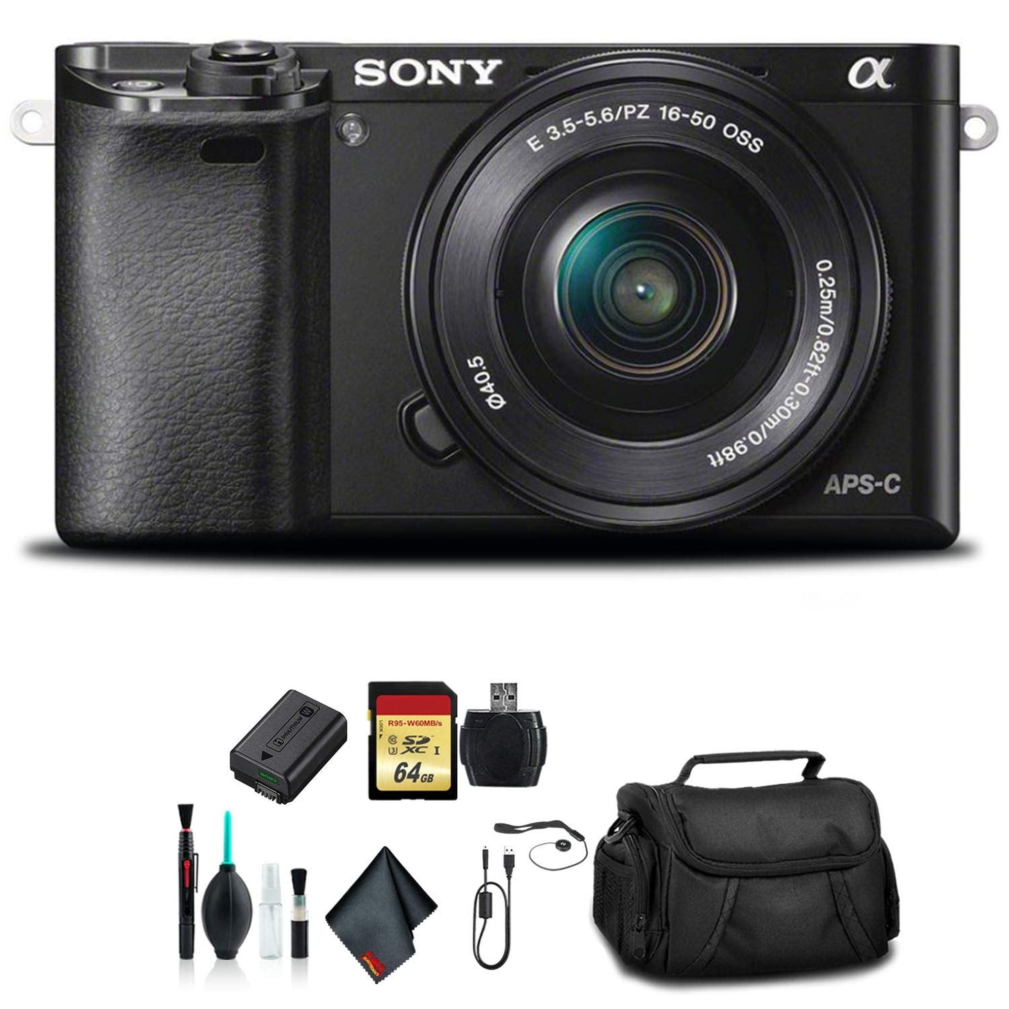 Sony Alpha a6000 Mirrorless Digital Camera - Black + 16-50mm Lens Starter Bundle 02 - Used Sony