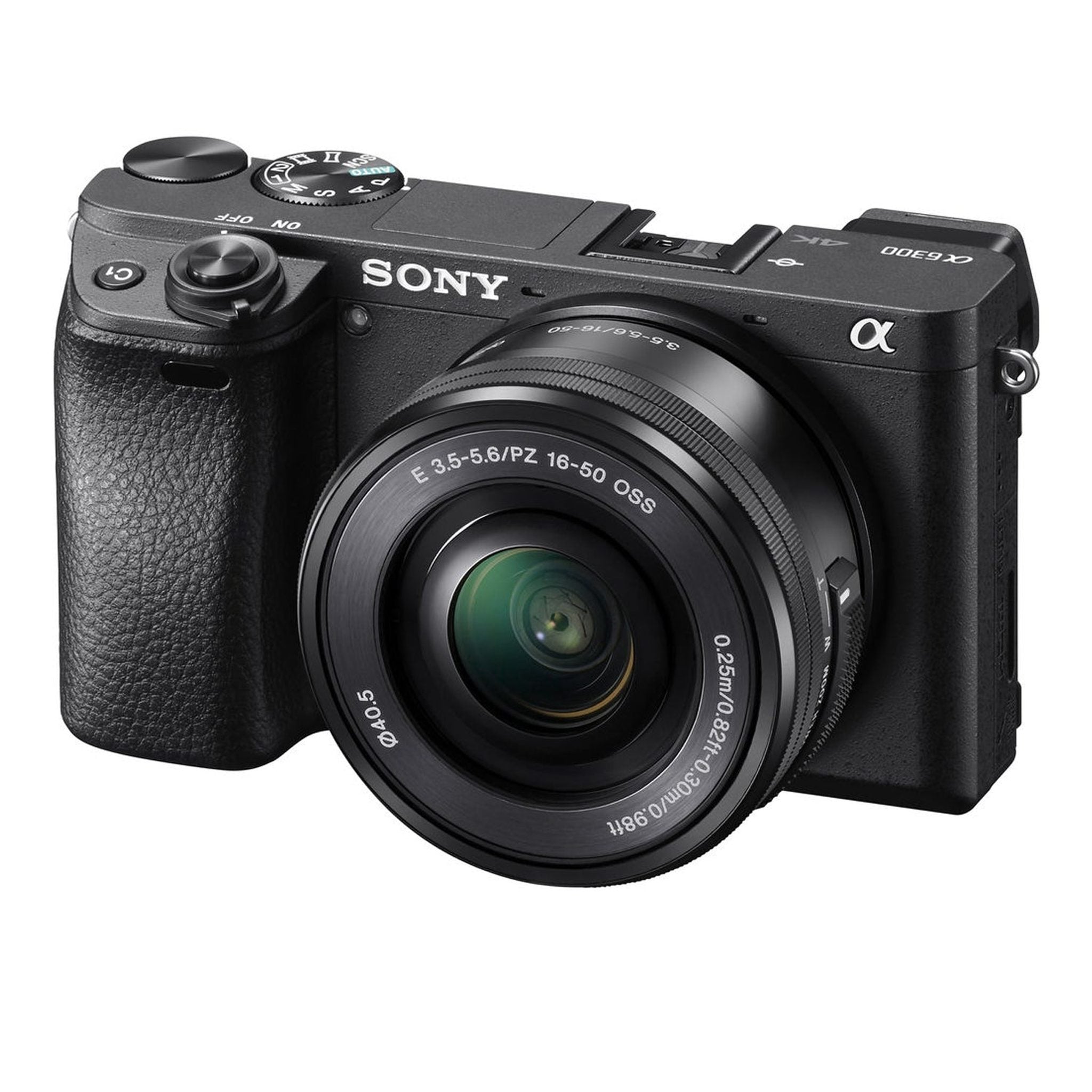 Sony Alpha a6300 Mirrorless Camera with 16-50mm Lens Black ILCE6300L/B with Soft Bag, 64GB Memory Card, Card Reader, Plu - Used Sony