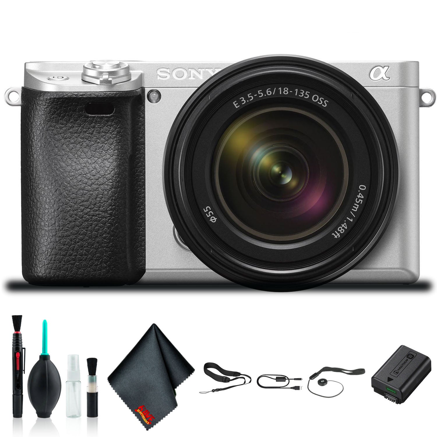 Sony Alpha a6300 Mirrorless Camera with 18-135mm Lens Silver ILCE-6300M/S Starter Kit