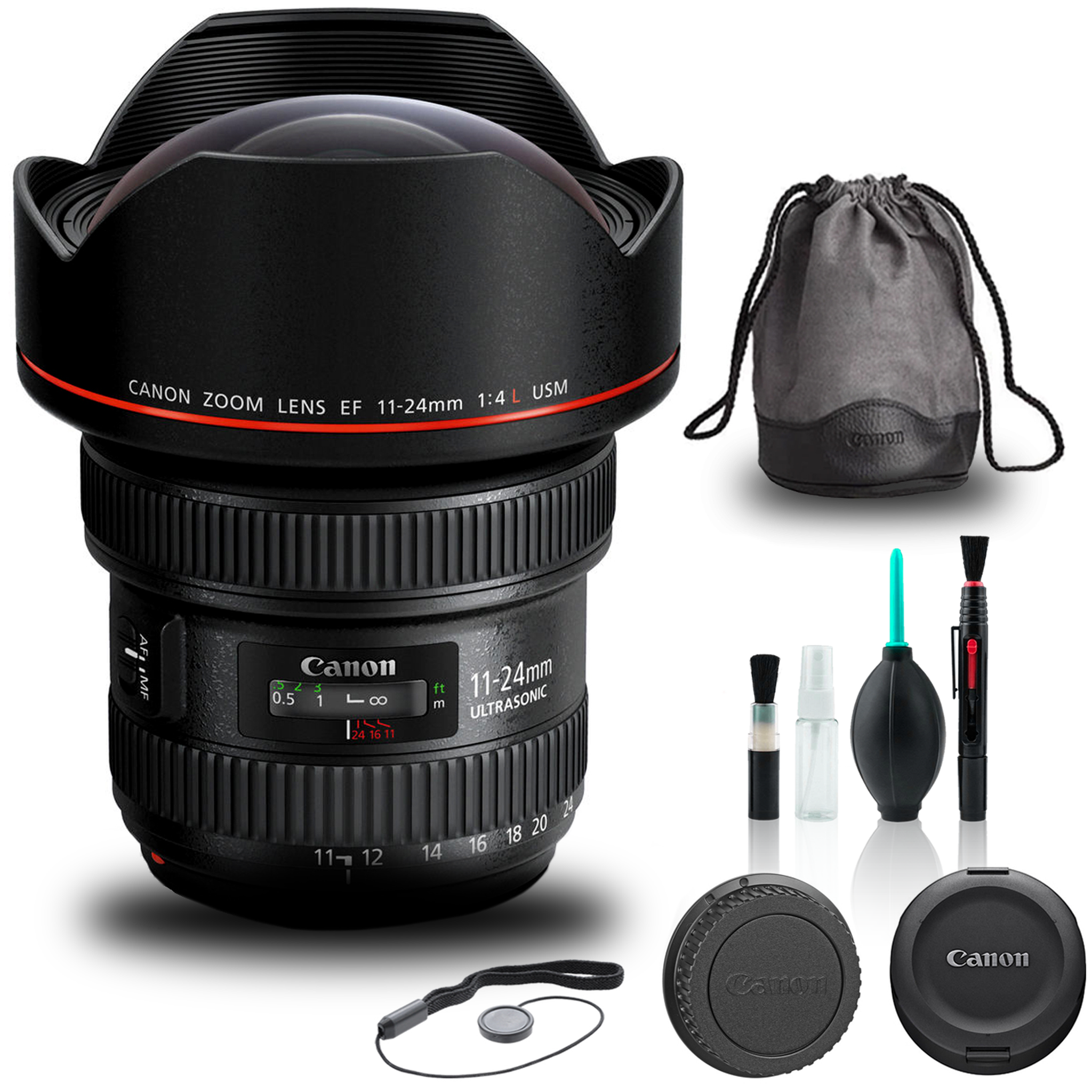 Canon EF 11-24mm f/4L USM Lens 9520B002 + Cap Keeper + Cleaning Kit + More - Reconditioned Canon