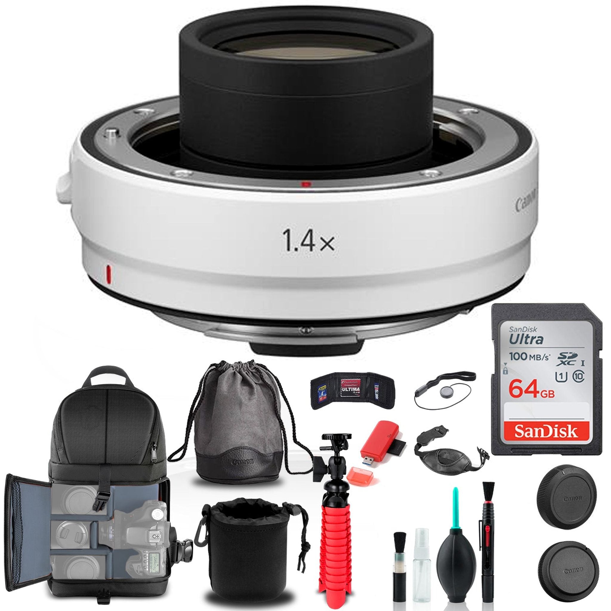 Canon Extender RF 1.4x 4113C002 + BackPack + 64GB Card + Lens Pouch + More - Reconditioned Canon